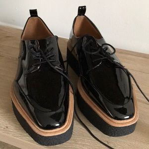 Black patent platform shoes